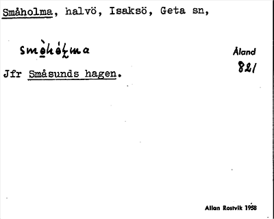 Bild på arkivkortet för arkivposten Småholma