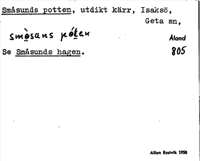 Bild på arkivkortet för arkivposten Småsunds potten