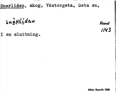 Bild på arkivkortet för arkivposten Snarliden