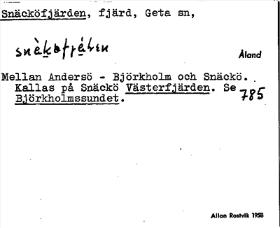 Bild på arkivkortet för arkivposten Snäcköfjärden