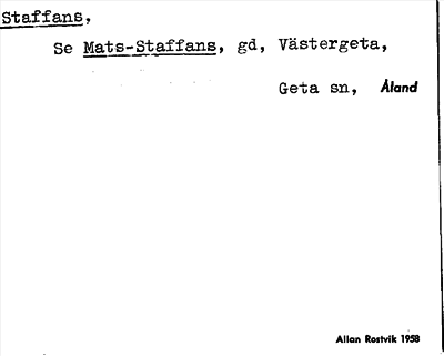 Bild på arkivkortet för arkivposten Staffans, se Mats-Staffans