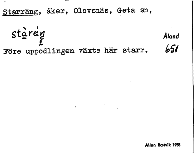 Bild på arkivkortet för arkivposten Starräng