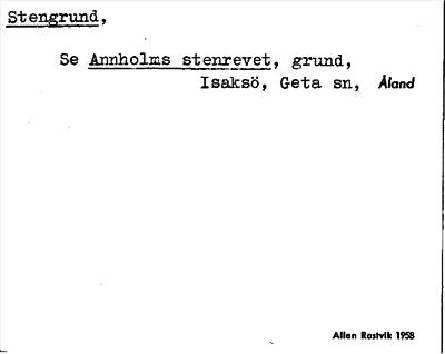 Bild på arkivkortet för arkivposten Stengrund, se Annholms stenrevet