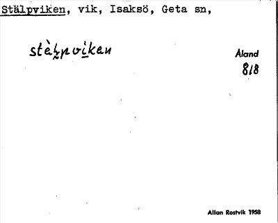 Bild på arkivkortet för arkivposten Stälpviken