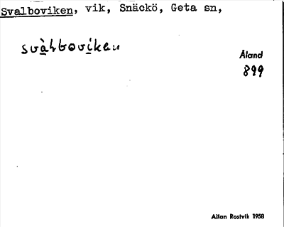 Bild på arkivkortet för arkivposten Svalboviken