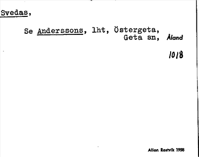 Bild på arkivkortet för arkivposten Svedas, se Anderssons