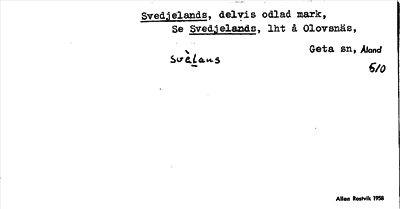 Bild på arkivkortet för arkivposten Svedjelands