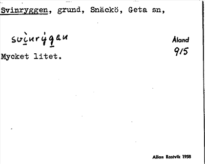 Bild på arkivkortet för arkivposten Svinryggen