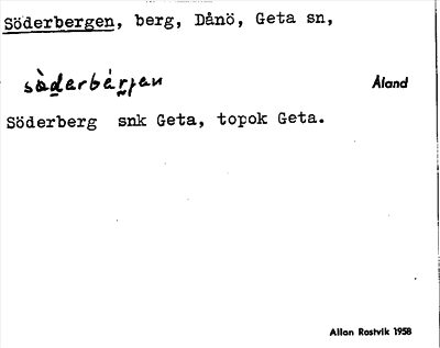 Bild på arkivkortet för arkivposten Söderbergen