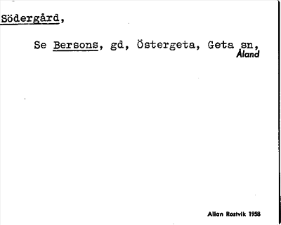 Bild på arkivkortet för arkivposten Södergård, se Bersons
