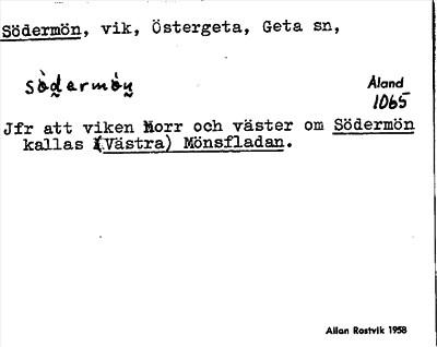 Bild på arkivkortet för arkivposten Södermön