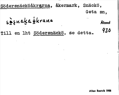Bild på arkivkortet för arkivposten Södersnäcköåkrarna