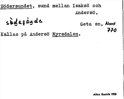 Bild på arkivkortet för arkivposten Södersundet