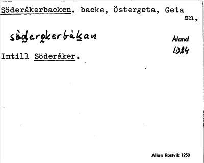 Bild på arkivkortet för arkivposten Söderåkerbacken