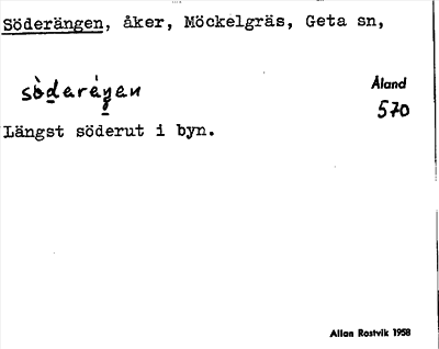 Bild på arkivkortet för arkivposten Söderängen