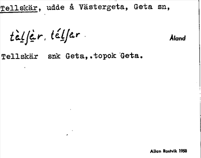 Bild på arkivkortet för arkivposten Tellskär