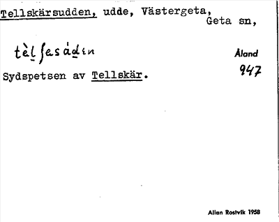 Bild på arkivkortet för arkivposten Tellskärsudden