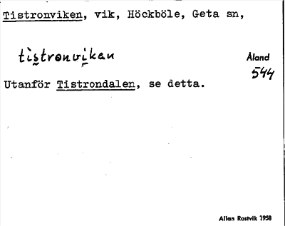 Bild på arkivkortet för arkivposten Tistronviken