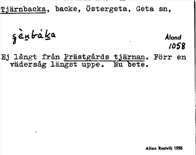 Bild på arkivkortet för arkivposten Tjärnbacka