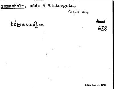 Bild på arkivkortet för arkivposten Tomasholm