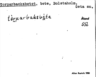 Bild på arkivkortet för arkivposten Torparbacksbetet