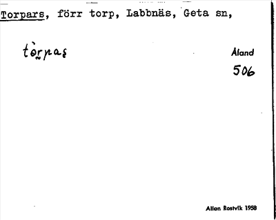 Bild på arkivkortet för arkivposten Torpars
