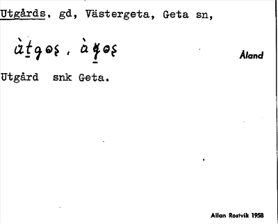 Bild på arkivkortet för arkivposten Utgårds