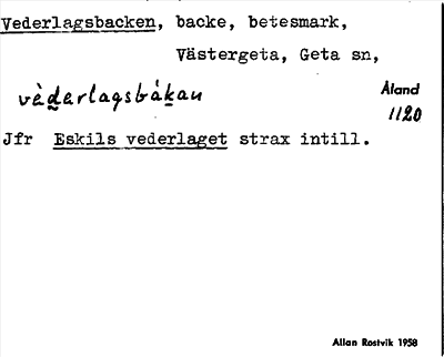 Bild på arkivkortet för arkivposten Vederlagsbacken