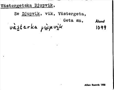 Bild på arkivkortet för arkivposten Västergetska Djupvik