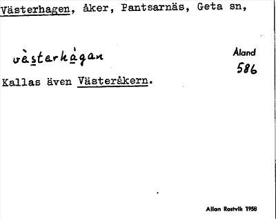 Bild på arkivkortet för arkivposten Västerhagen