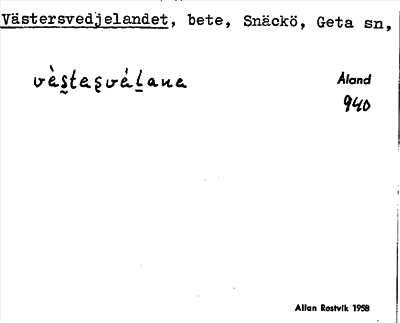 Bild på arkivkortet för arkivposten Västersvedjelandet