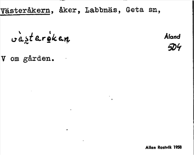 Bild på arkivkortet för arkivposten Västeråkern