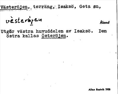 Bild på arkivkortet för arkivposten Västeröjen