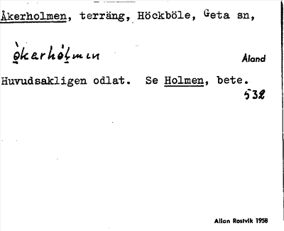 Bild på arkivkortet för arkivposten Åkerholmen