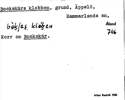 Bild på arkivkortet för arkivposten Bockskärs klobben