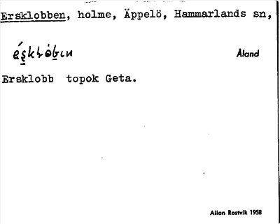 Bild på arkivkortet för arkivposten Ersklobben