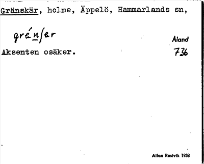 Bild på arkivkortet för arkivposten Gränskär