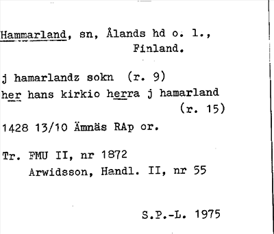 Bild på arkivkortet för arkivposten Hammarland