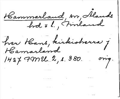 Bild på arkivkortet för arkivposten Hammarland