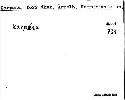Bild på arkivkortet för arkivposten Karpona