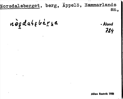 Bild på arkivkortet för arkivposten Norsdalsberget