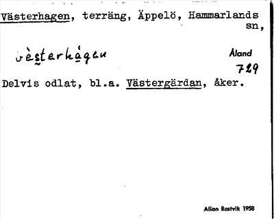Bild på arkivkortet för arkivposten Västerhagen