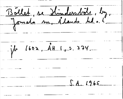 Bild på arkivkortet för arkivposten Böllet, se Hindersböle