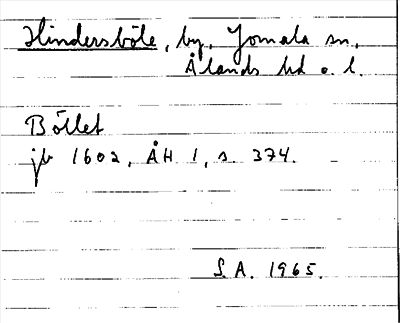 Bild på arkivkortet för arkivposten Hindersböle