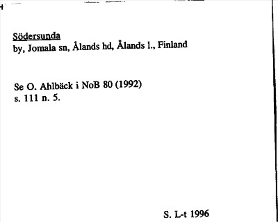 Bild på arkivkortet för arkivposten Södersunda