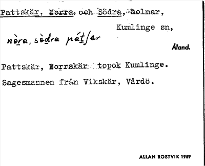 Bild på arkivkortet för arkivposten Pattskär, Norra och Södra