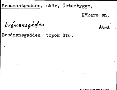 Bild på arkivkortet för arkivposten Bredmansgadden