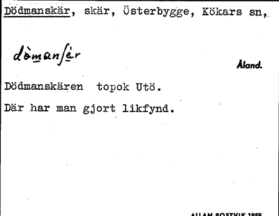 Bild på arkivkortet för arkivposten Dödmanskär