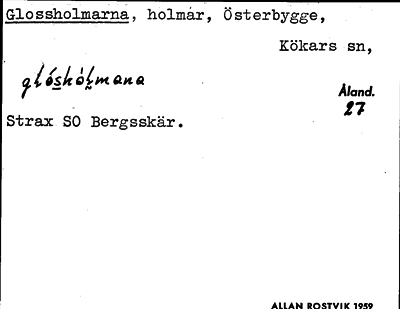 Bild på arkivkortet för arkivposten Glossholmarna