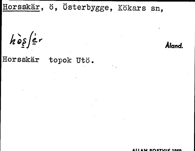 Bild på arkivkortet för arkivposten Horsskär